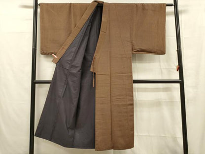 平和屋着物■男性 お召 間道 正絹 逸品 DABC8616cm