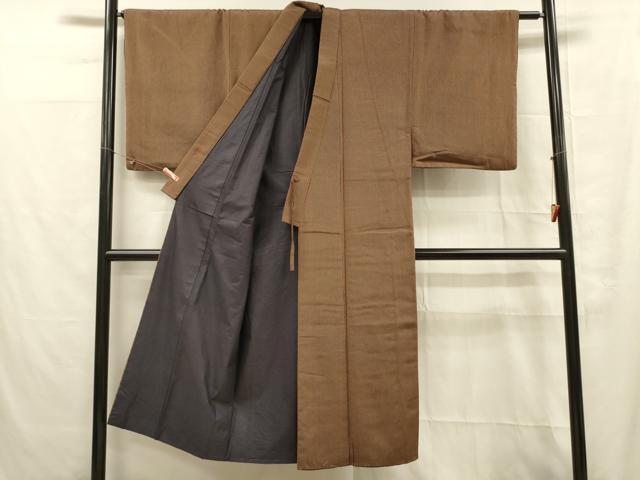 平和屋着物■男性 お召 間道 正絹 逸品 DABC8616cm