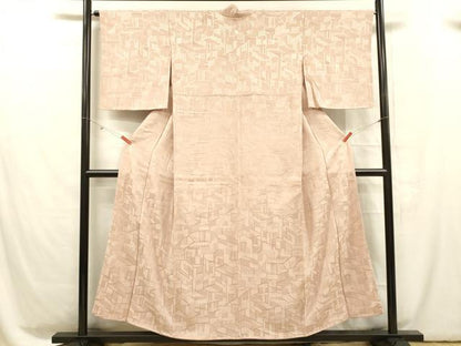 平和屋着物■上質な色無地 抽象地紋 紅梅色 正絹 逸品 DABC8619cm