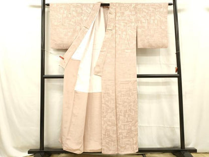 平和屋着物■上質な色無地 抽象地紋 紅梅色 正絹 逸品 DABC8619cm