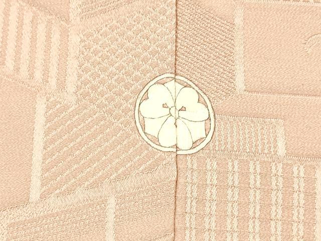 平和屋着物■上質な色無地 抽象地紋 紅梅色 正絹 逸品 DABC8619cm