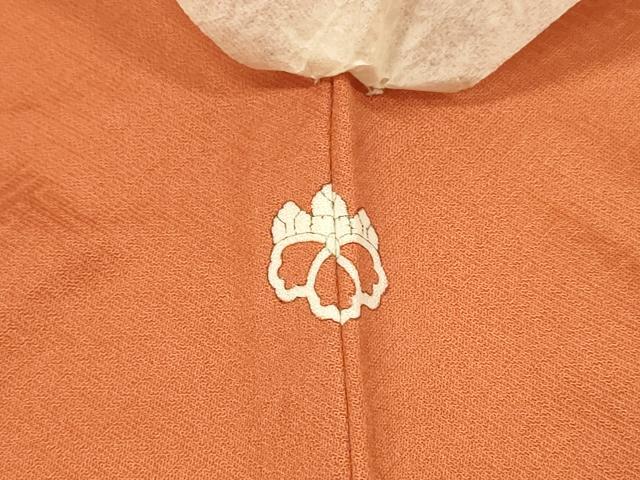 平和屋着物■上質な色無地 紗綾形地紋 樺色 正絹 逸品 未使用 DABC8629cm
