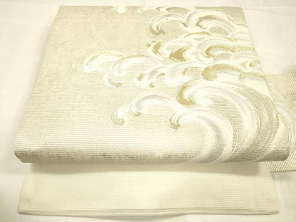 平和屋着物＊夏物 九寸名古屋帯 立波文 金銀糸 正絹 逸品 DABC8630cm
