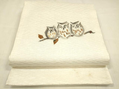 平和屋着物＊夏物 太鼓柄袋帯 柿渋すくい 梟 反端付き 正絹 逸品 DABC8632cm