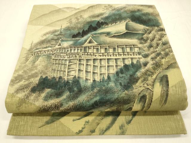 平和屋着物▽六通柄袋帯 スリーシーズン 春夏秋 作家物 手描き 風景文 正絹 逸品 DABC8633cm