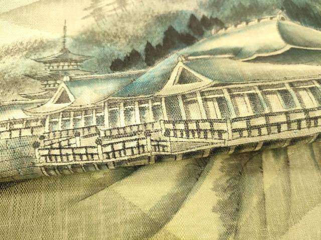 平和屋着物▽六通柄袋帯 スリーシーズン 春夏秋 作家物 手描き 風景文 正絹 逸品 DABC8633cm
