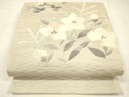 平和屋着物＊夏物 太鼓柄袋帯 草花文 正絹 逸品 DABC8634cm