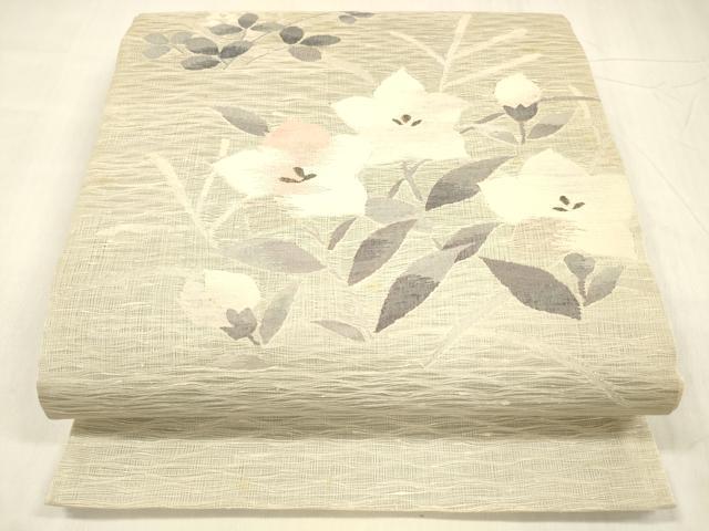 平和屋着物＊夏物 太鼓柄袋帯 草花文 正絹 逸品 DABC8634cm