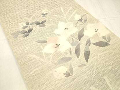 平和屋着物＊夏物 太鼓柄袋帯 草花文 正絹 逸品 DABC8634cm