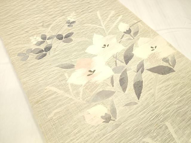 平和屋着物＊夏物 太鼓柄袋帯 草花文 正絹 逸品 DABC8634cm
