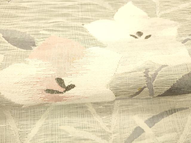 平和屋着物＊夏物 太鼓柄袋帯 草花文 正絹 逸品 DABC8634cm
