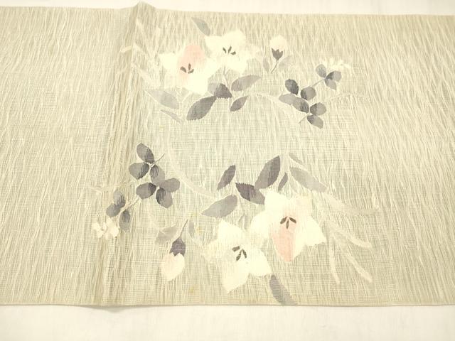 平和屋着物＊夏物 太鼓柄袋帯 草花文 正絹 逸品 DABC8634cm