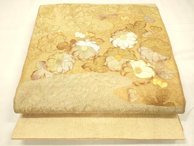 平和屋着物＊夏物 太鼓柄袋帯 舞花文 金銀彩 正絹 逸品 DABC8635cm