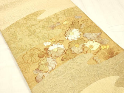 平和屋着物＊夏物 太鼓柄袋帯 舞花文 金銀彩 正絹 逸品 DABC8635cm