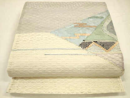 平和屋着物＊夏物 太鼓柄袋帯 抽象文様 金糸 正絹 逸品 DABC8638cm