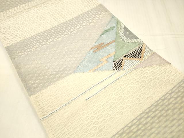 平和屋着物＊夏物 太鼓柄袋帯 抽象文様 金糸 正絹 逸品 DABC8638cm