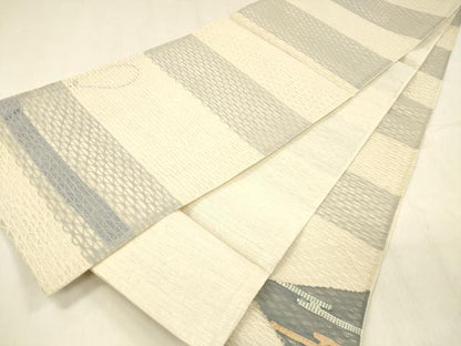 平和屋着物＊夏物 太鼓柄袋帯 抽象文様 金糸 正絹 逸品 DABC8638cm