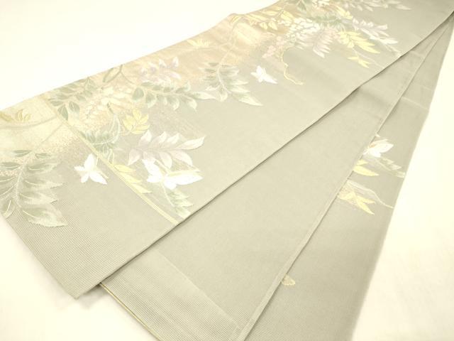 平和屋着物＊夏物 六通柄袋帯 舞蝶葡萄蔦の葉文 藤花房 金銀糸 正絹 逸品 DABC8640cm