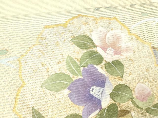 平和屋着物＊夏物 六通柄袋帯 流水飾花文 金彩 引箔 正絹 逸品 DABC8641cm