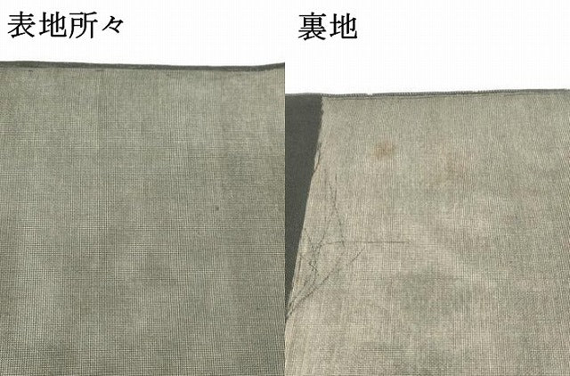 平和屋着物＊夏物 六通柄 本袋帯 草花文 黒地 銀糸 正絹 逸品 DABC8642cm