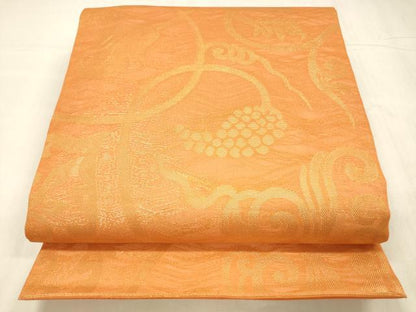 平和屋着物＊夏物 全通柄 本袋帯 葡萄蔦の葉文 金糸 正絹 逸品 DABC8643cm