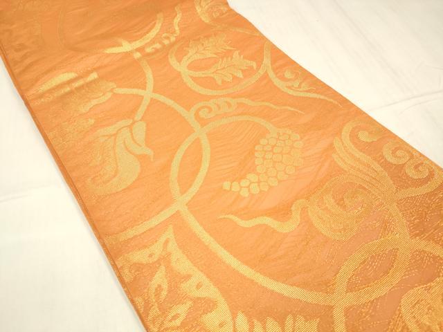 平和屋着物＊夏物 全通柄 本袋帯 葡萄蔦の葉文 金糸 正絹 逸品 DABC8643cm