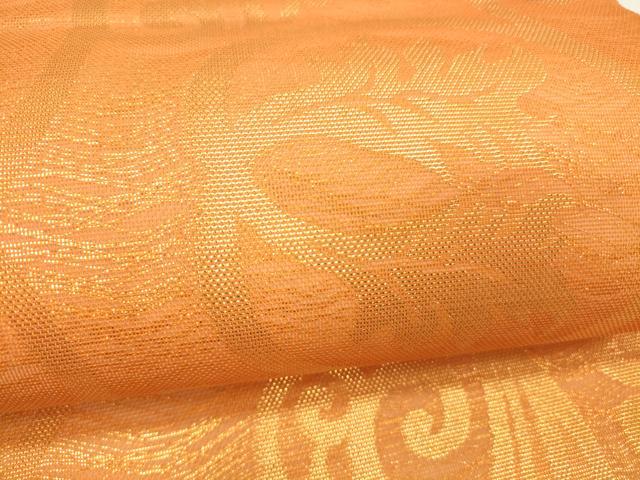 平和屋着物＊夏物 全通柄 本袋帯 葡萄蔦の葉文 金糸 正絹 逸品 DABC8643cm