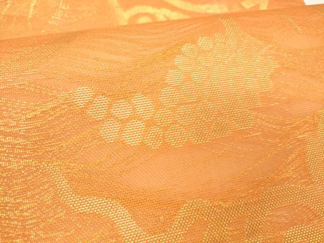 平和屋着物＊夏物 全通柄 本袋帯 葡萄蔦の葉文 金糸 正絹 逸品 DABC8643cm