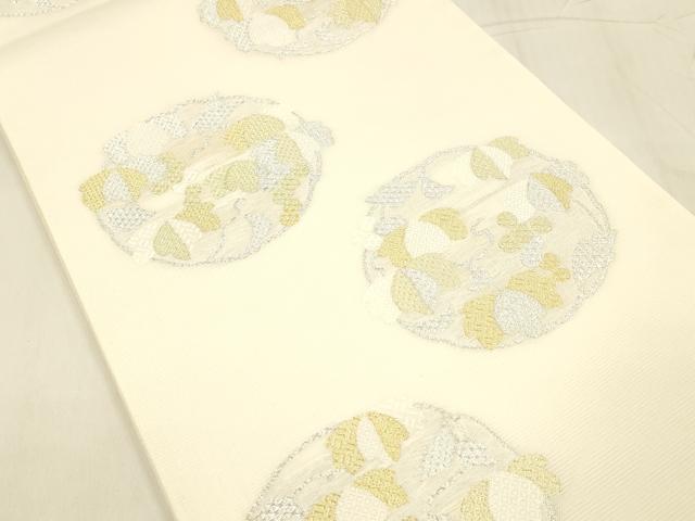 平和屋着物＊夏物　六通柄袋帯　唐織　抽象文様　金銀糸　正絹　逸品　DABC8647cm