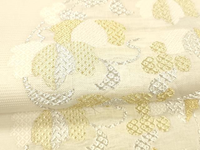 平和屋着物＊夏物　六通柄袋帯　唐織　抽象文様　金銀糸　正絹　逸品　DABC8647cm