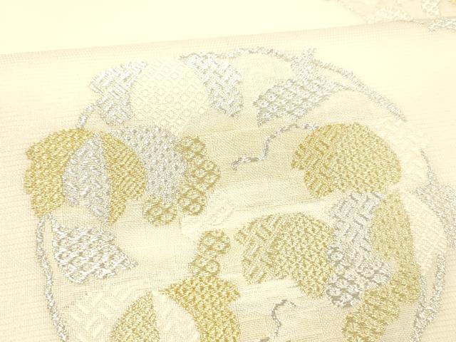 平和屋着物＊夏物　六通柄袋帯　唐織　抽象文様　金銀糸　正絹　逸品　DABC8647cm