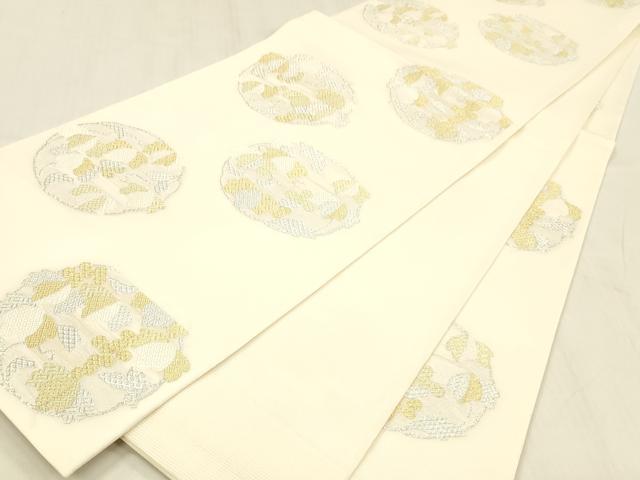 平和屋着物＊夏物　六通柄袋帯　唐織　抽象文様　金銀糸　正絹　逸品　DABC8647cm