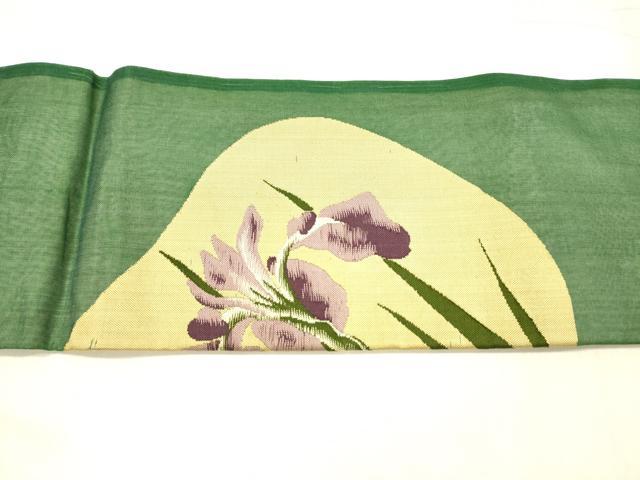 平和屋着物＊夏物 九寸名古屋帯 団扇杜若 正絹 逸品 DABC8648cm