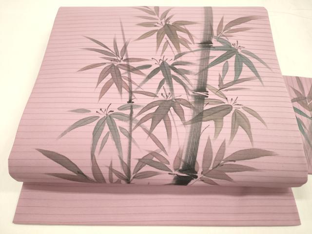 平和屋着物＊夏物 九寸名古屋帯 手描き 笹竹文 DABC8650cm