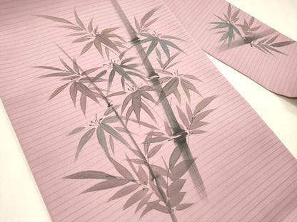 平和屋着物＊夏物 九寸名古屋帯 手描き 笹竹文 DABC8650cm