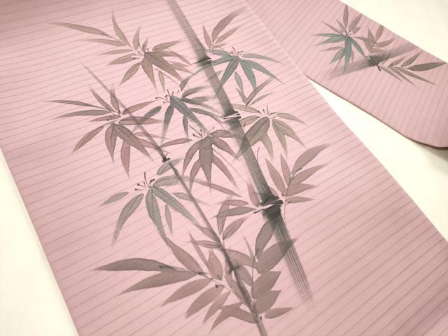 平和屋着物＊夏物 九寸名古屋帯 手描き 笹竹文 DABC8650cm