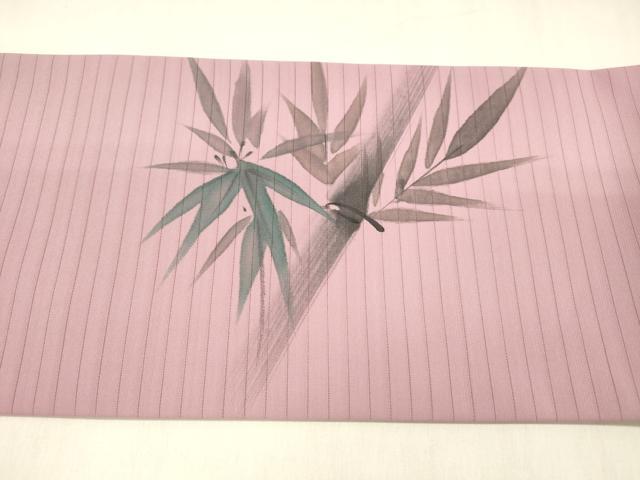 平和屋着物＊夏物 九寸名古屋帯 手描き 笹竹文 DABC8650cm