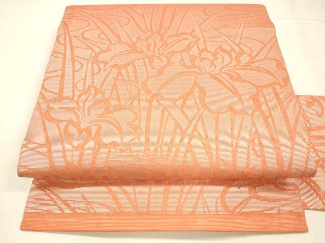 平和屋着物＊夏物 九寸名古屋帯 流水杜若 正絹 逸品 DABC8654cm