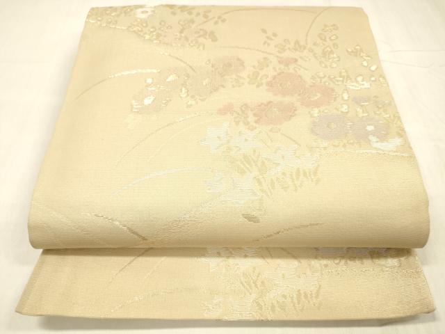 平和屋着物＊夏物 六通柄袋帯 草花文 金糸 正絹 逸品 DABC8659cm