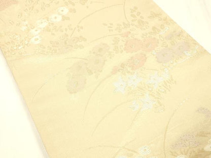 平和屋着物＊夏物 六通柄袋帯 草花文 金糸 正絹 逸品 DABC8659cm