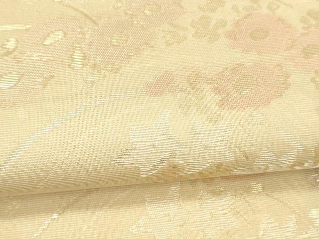 平和屋着物＊夏物 六通柄袋帯 草花文 金糸 正絹 逸品 DABC8659cm