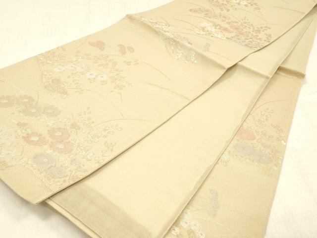 平和屋着物＊夏物 六通柄袋帯 草花文 金糸 正絹 逸品 DABC8659cm