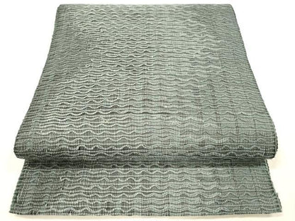 平和屋着物＊夏物 八寸名古屋帯 よろけ縞 正絹 逸品 DABC8661cm