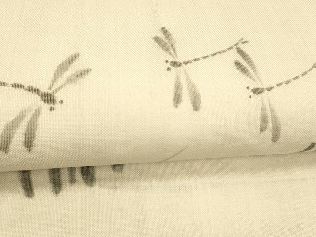 平和屋着物＊夏物 九寸名古屋帯 作家物 手描き 流水蜻蛉草花文 正絹 逸品 DABC8663cm