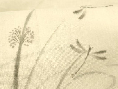 平和屋着物＊夏物 九寸名古屋帯 作家物 手描き 流水蜻蛉草花文 正絹 逸品 DABC8663cm