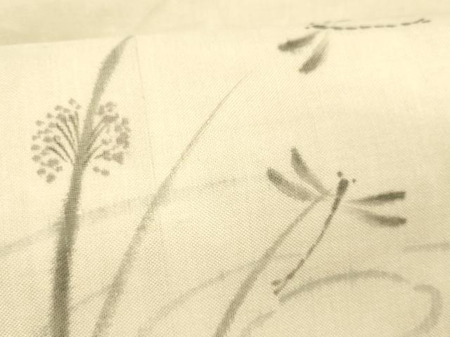 平和屋着物＊夏物 九寸名古屋帯 作家物 手描き 流水蜻蛉草花文 正絹 逸品 DABC8663cm