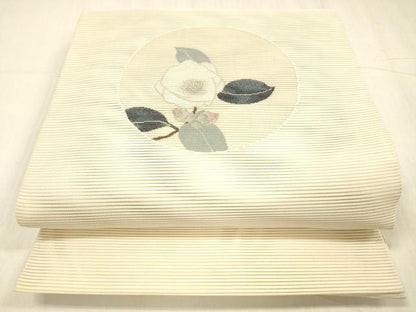 平和屋着物＊夏物 絽綴れ 太鼓柄袋帯 枝花文 金糸 正絹 逸品 DABC8664cm