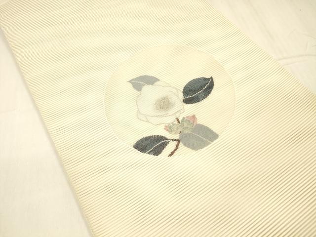 平和屋着物＊夏物 絽綴れ 太鼓柄袋帯 枝花文 金糸 正絹 逸品 DABC8664cm
