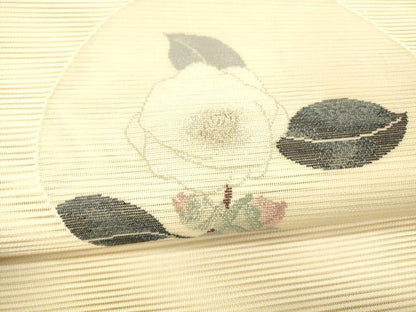 平和屋着物＊夏物 絽綴れ 太鼓柄袋帯 枝花文 金糸 正絹 逸品 DABC8664cm