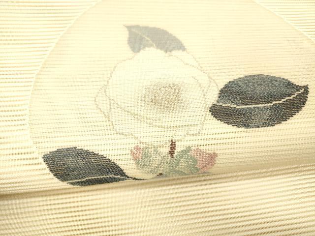 平和屋着物＊夏物 絽綴れ 太鼓柄袋帯 枝花文 金糸 正絹 逸品 DABC8664cm